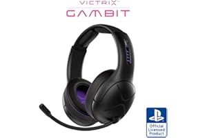 PDP Victrix Gambit Black Wireless and Wired Gaming Headset with Mic - PlayStation PS4, PS5 - Esports-Ready Pro Audio, Noise Cancelling Microphone, Ultra-Comfort Over the Ear Headphones