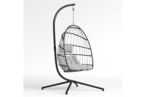 Il Gruppone Passione Casa Sedia a Dondolo Completa di Struttura in Acciaio e Cuscini Sfoderabili Ovetto Modello Annette Richiudibile Poltrona Pensile Sospesa in Rattan