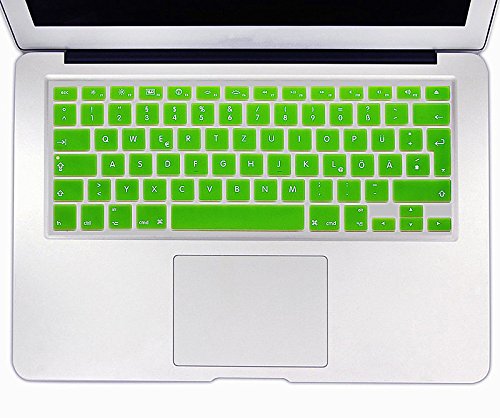 Se7enline Silikon QWERTZ Tastaturschutz (EU Deutsche Tastatur Gestaltung/Layout) für Apple MacBook Air/ Pro/ Pro Retina 13"/15"/17" Zoll in Grün-Green