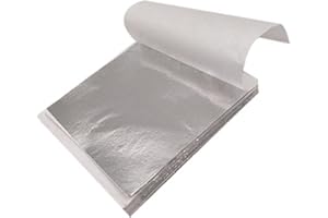 SUKEVITOR 200 Sheets Silver Leaf Sheets, Silver Leaf Foil Paper, Silver Foil Sheet for Art and Craft Projects, Home Improvement, Gilding, Furniture, Makeup & Nail Art