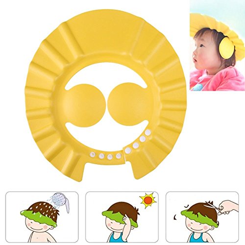 Adjustable Baby Bath shower Cap Wash Hair Shield Hat (Yellow) RS.175 (61.00% Off) - Amazon