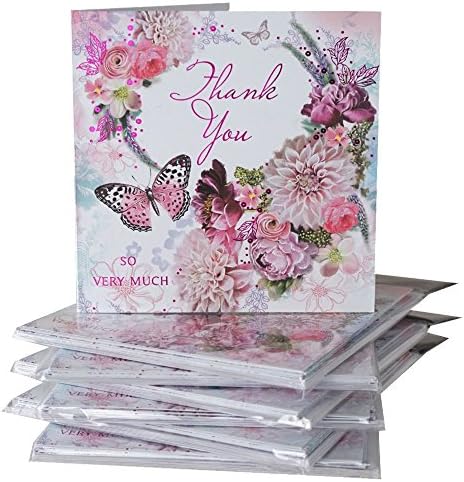 36 Simon Elvin Thank You So Much Cards Lilac Butterflies and Flowers New Dp209s