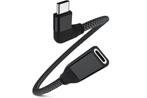 RUXELY 0,2 m prostokątny kabel przedłużający USB C, 90 stopni 10 Gb/s typ C 3.1 Gen2 żeński do męskiego przedłużacz krótki kabel, 4K 60 Hz wideo w kształcie litery L Thunderbolt 3 przewód do MacBook Pro, Mac, iPad 8 Air 4 2020, Galaxy Tab A7
