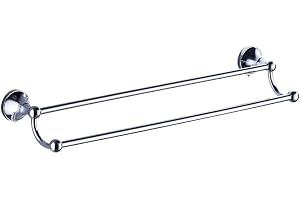 BOATX retro badrum dubbel handdukshållare, vägghandduksstång, 60 cm, dubbelskikt, handduksstång badrum handdukshållare av mäs