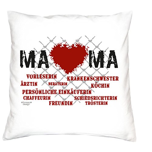 Geschenk-Set : Kissen mit Urkunde : Herz Mama : Persönliche Geschenkidee Muttertag Muttertagsgeschenk Geschenk idee Dekokissen inkl. Füllung Farbe:weiss