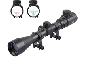 KinZon 3-9x40 Lunettes de Visée Optique, Réticule Mil-Dot, Points de visée Rouge et Vert avec Supports de Rail Weaver/Picatinny, pour Armes de Chasse et Airsoft