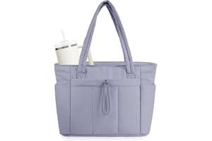 Wandering Nature Puffer Tote Bag with Cup Holder & Laptop Compartment & Trolley Sleeve for Travel, Work, Nurse, Women