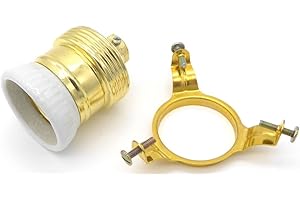 Prometeo Electronics Set porte-lampe E27 antique métal et porcelaine + bague araignée bloque abat-jour