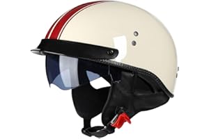 RHBDDHV Casque Moto Vintage Casques Jet avec Visière Casques Bols Casque Mobylette avec Lunettes ECE Homologué Rétro Demi Casque Moto Vélo Scooter Chopper pour Adultes Homme et Femme M~XXL