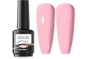 ROSALIND Color Rosa Esmaltes Permanentes Para Uñas, 15ml Manicura Semipermanente, Pintauñas Permanente Gel de uñas semipermanente Soak Off Lámpara UV LED, Pink Color Gel Nail Polish 1Pcs
