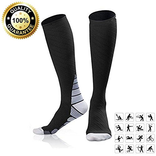Compresión Calcetines 1 PAR DE Medias de compresión & aumentar el rendimiento Medias, rápida recuperación, mejor circulación sanguínea para todos los deportes, correr, Correr, vuelo y Key2Life – fines, medium