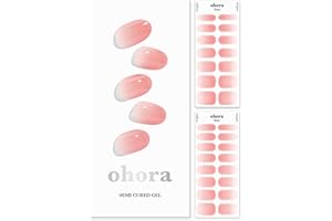 ohora Semi Cured Gel Nail Strips (N Peach Latte) - Salon-Quality, Long Lasting, Easy to Apply & Remove - Includes 2 Prep Pads, Nail File & Wooden Stick - Pink