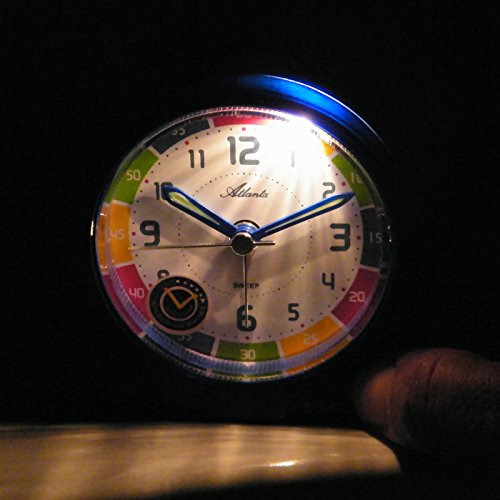 Atlanta Kinderwecker Jungen Blau Lernuhr Analog Licht Snooze Ohne Ticken – 1937-5 - 6