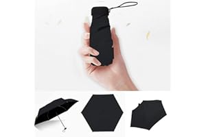 HCHL Ombrello Pieghevole da Viaggio, Piccolo Ombrello Pieghevole di Moda, Uomini di Regalo delle Donne Pioggia Mini Pocket Parasol, Ombrello A Doppio Uso Clear Rain (Color : Black)