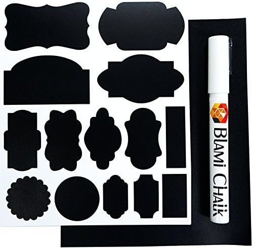 Blami 99 Chalkboard Labels Keep your Home &amp; Kitchen in Order with 100 surprises: Chalkboard Stickers and WHITE 3mm CHALK MARKER for Labeling Jars and widening tags Get our chalkboard paint labels Now