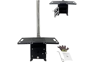 CDZHLTG Stufa da campeggio, stufa a legna portatile, per campeggio, campeggio, campeggio, riscaldamento, fornello da giardino, include fischietto per camino, 58 x 46 x 103 cm, colore nero