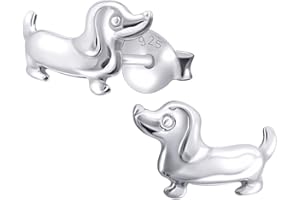 Laimons Dziewczęce dziecięce kolczyki na sztyfcie biżuteria dla dzieci pies pies myśliwski jamnik słodki ze srebra wysokiej próby 925, Srebro, Bez kamieni szlachetnych