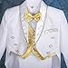Dressy Daisy Baby Boys' Jacquard Waistcoat 5 Pieces Formal Tuxedo Suit With Tail Baptism Christening Outfit Size 2-3 Years White Gold