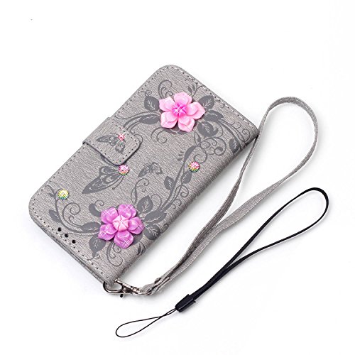Galaxy S7 Hülle,Galaxy S7 Case,Cozy Hut ® Ultra Slim Flip Lederhülle / Ledertasche / Hülle / Case / Cover / Etui / Tasche für Samsung Galaxy S7 / 3D Diamant Strass Bling Glitzer Schmetterlings-Blumen Muster, Pu Leder Wallet Case Flip Cover Hüllen Schutzhülle Etui Ledertasche Lederhülle Handy Tasche Schale mit Standfunktion für Samsung Galaxy S7 Traumfänger Dream Catcher – grau - 2