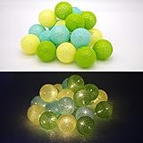 EXTRALARGA: La cadena tiene una longitud de aprox. 3,8 m. Estas luces hechas mediante bolas de algodón miden 32 cm, la distancia entre las bolas es de 18 cm. Para uso en interiores