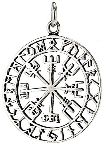 Kiss of Leather Ciondolo con bussola vichinga, in argento sterling 925, N. 281