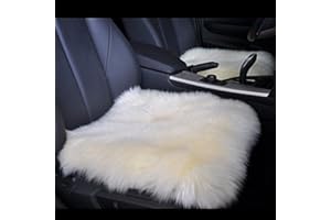 HomDSim Luxurious Sheepskin Long Wool Square Car Seat Covers Chair Pad White (20”)