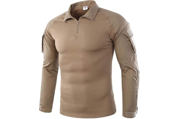 ShallGood Homme Chemises Combat Militaire Airsoft BDU Shirt Tenue Camouflage Uniforme Tactique Séchage Rapide avec Poches Coudières Manches Longues Chemise Multicam