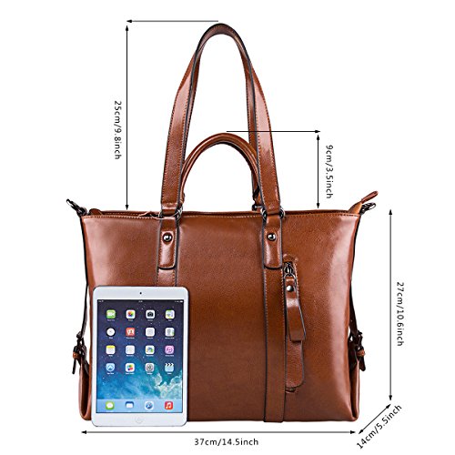 S-ZONE Frauen 3-Weg-Tragen Echtes Leder Tasche Handtasche Schultertasche - 6