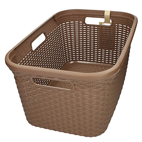 Curver Wäschekorb Rattan Style 45L 59x38x26cm braun Wäsche Korb Wäschebehälter Transportkorb Kunststoff - 2