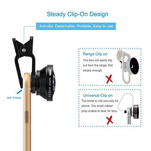 Vi-GO,Lenti Smartphone,obiettivo mobile, 3 in 1 Kit obiettivo per fotocamera,2in1 Micro lente+lente super-grandangolare, Universal puÃ² applicare a IPhone,SUMSUNG Smart Phone e cosÃ¬ via.