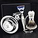 Produktbild Bereit zu verwenden 4 PCS Herren Rasier-Set in Farbe ivory elfenbein FT Gillette Fusion Rasierer (Wechselkopf), Remasuri Spitze Dachshaar Pinsel, Dual Ständer für Rasierer & Pinsel und Schale aus Edelstahl. NEU entworfen Set. Perfekte Geschenk-Set für Ihn
