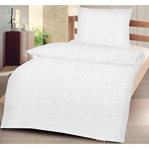 ROLLER Seersucker-Bettwäsche EXKLUSIV – weiß uni – 135×200 cm - 3