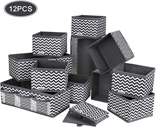 DIMJ Boite Rangement, 12pcs boites de Rangement de Non-tissé Haute Qualite,Rangement tiroir Pliable et Respirant,Organisateur tiroir Ideal pour Soutiens-Gorge, Chaussettes, sous-vêtements, Cravates