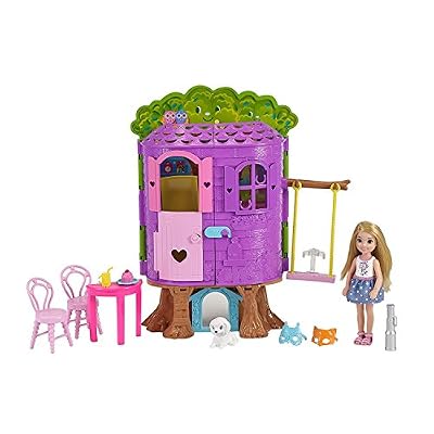 Barbie Coffret Cabane dans les Arbres Poupée Chelsea et Son Chiot, FPF83