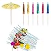 Produktbild Blulu Cocktail Dekoration Party Set, 50 Stück Gemischte Farben Regenschirm Strohhalme und 50 Stück Mehrfarbige 3D Obst Trinkhalm, Insgesamt 100 Stück