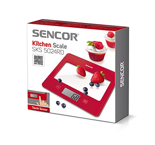 Küchenwaage von Sencor, bis zu 5kg, ultra schlankes Design, ROT - 3