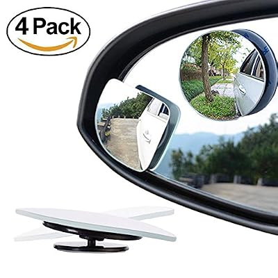 Sunerly Lot de 4 miroirs d’angle mort pour rétroviseur, rotation réglable 360 ° + inclinaison réglable, en forme d’éventail, miroir HD rond de 5,1 cm sans cadre, miroir convexe pour rétroviseur pour toutes les voitures, camion, SUV