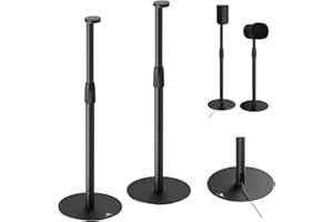 ‎MACLEAN Maclean MC-496 Statyw podłogowy do Sonos Era 100 i 300 | Regulacja 682-1068 mm | Zarządzanie kablami i stabilna podstawa | Zestaw 2 czarnych statywów