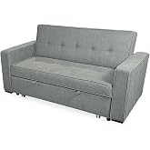 Somnia Descanso - Sof&aacute; Cama de 2 Plazas Modelo Volga, Dise&ntilde;o Moderno y Elegante | Pr&aacute;ctico y Funcional, con Reposabrazos, Gri