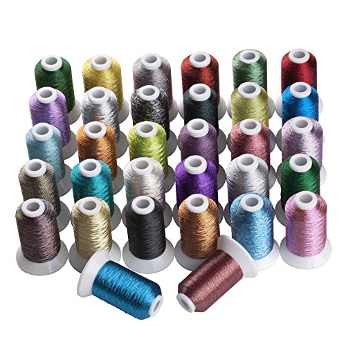 Simthreads 32 Fahne Mehrfarbig Metallic-Stickgarn - 500 Meter, für Brother / Babylock / Janome / Kenmore / Singer Stickereimaschine