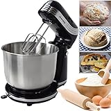 Geschwindigkeiten: 6, Fassungsvermögen Edelstahlschüssel: 3 Liter, ,Gewicht: ca. 1,8 kg, Kabellänge: 80 cm, Power: 250 Watt, einfache Reinigung, rutschfeste Gummifüße für Stabilität, Farbe: schwarz