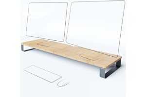 Monitorständer & Monitorerhöhung XXL – für zwei Monitore, einfache Montage & 100 % FSC Bambus-Holz (Schreibtisch Organizer, PC-/Laptop-/Bildschirm-Erhöhung, 1 m breit, bessere Ergonomie) KD Essentials