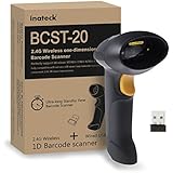 [Upgraded] Inateck Automatic 2.4GHz Wireless USB Barcode Scanner (2.4GHz Wireless &amp; USB2.0 Wired) USB Rechargeable Barcode Bar-code Handheld Scanner Storage of up to 2600 Code Entries | 32-bit Decoder