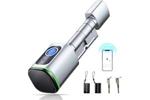 ACNCN Fingerprint Smart Lock Door Handle, 4-in-1 Smart Locks, Smart Lock Deadbolt with Lever, Fingerprint, IC Card, Key, Tuya App Unlock(White)