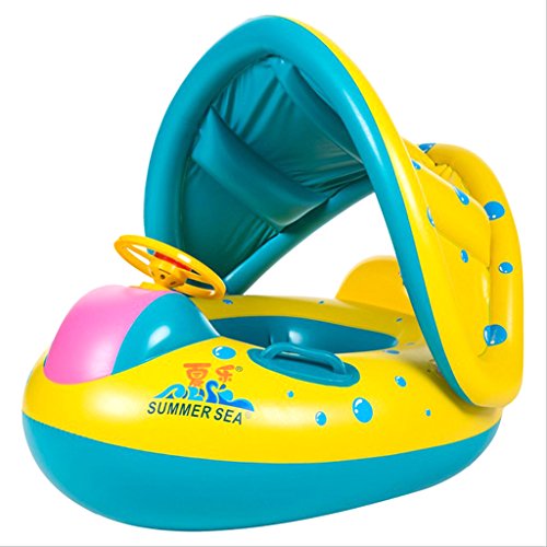 MagiDeal Baby Schwimmhilfen Schwimmen Ring mit Sonnendach 0-3 Jahre Aufblasbares Kinderboot für Wasserspaß Familienspaß in See Meer Schwimmbad - 4