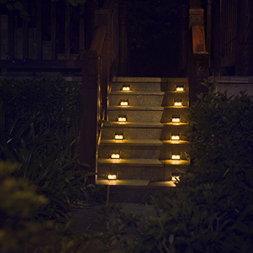 [Warm Light] XLUX S60 Solar Step Light, Stair Deck Lamp, Waterproof, 6 Pack