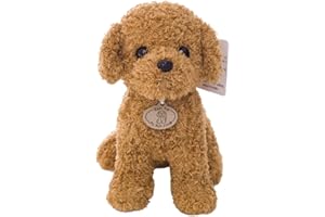 BYNYXI Peluche de Perro Realista, 25 cm, Labradoodle Sentado, Juguete de Peluche para Niños y Adultos