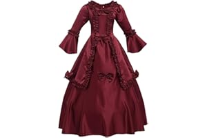 GRACEART Vestido de Traje Medieval Vestido renacentista para Noche de Estilo Victoriano Gotico (2XL, Rojo)