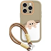 Zebana Apple iPhone 15 Pro Max ile Uyumlu Kılıf Zebana El Bilekli Cat and Puppy Silikon Kılıf A&ccedil;ık Kahverengi