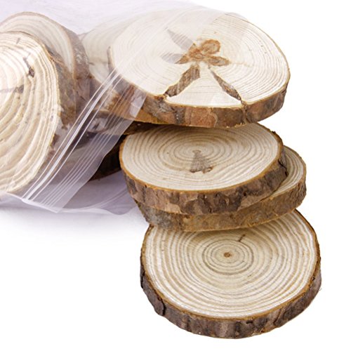 Tinksky Holzscheiben Holz-Scheiben Log Discs 6-8 CM für DIY Handwerk Hochzeit Mittelstücke-30st - 6